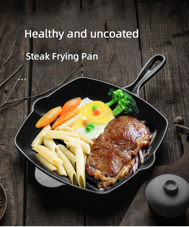 Flat Bottom Stovetop Grill Pan Cast Iron Non Stick Frying Pans For Cooking