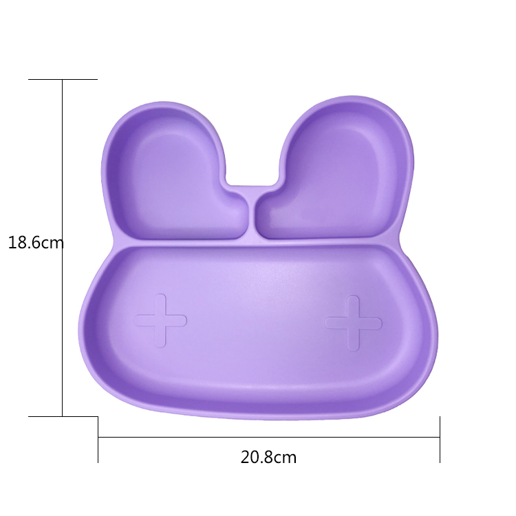 Baby Feeding Bpa Free Suction Plate Customized Rabbit Shape Food Grade