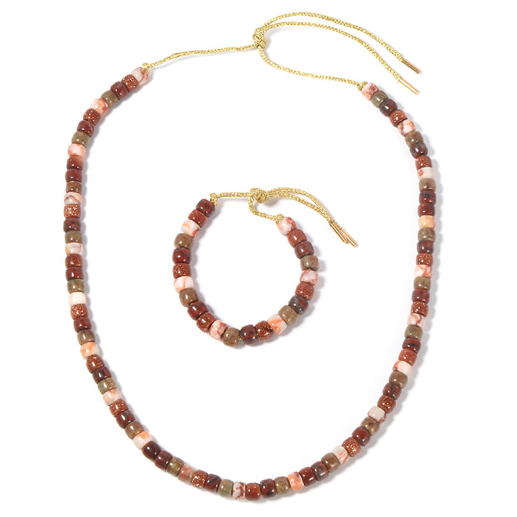 Lurex Stone Beads Bracelet Adjustable Rope Gold Cord Braided