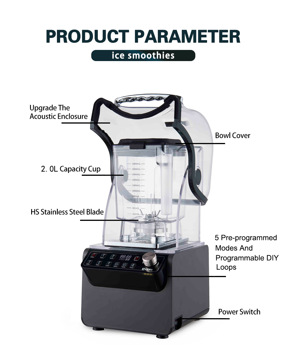 1800W Motor Commercial Blender 72 Oz Container Ideal for Frozen Drinks and Smoothies