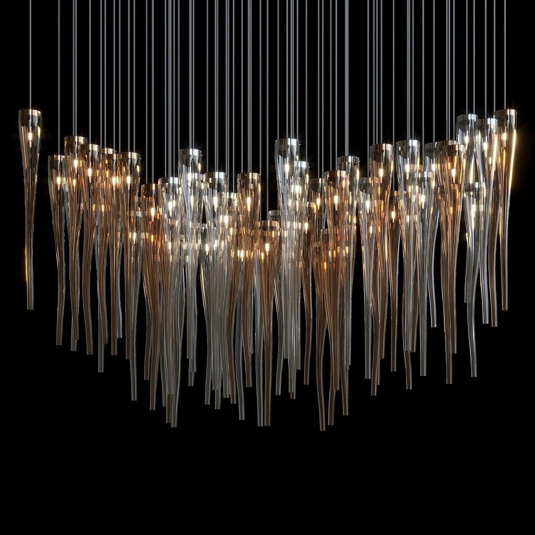 Luxurious Champagne Tassel Large Lighting For Hotel Restaurant Resort Retail Shop