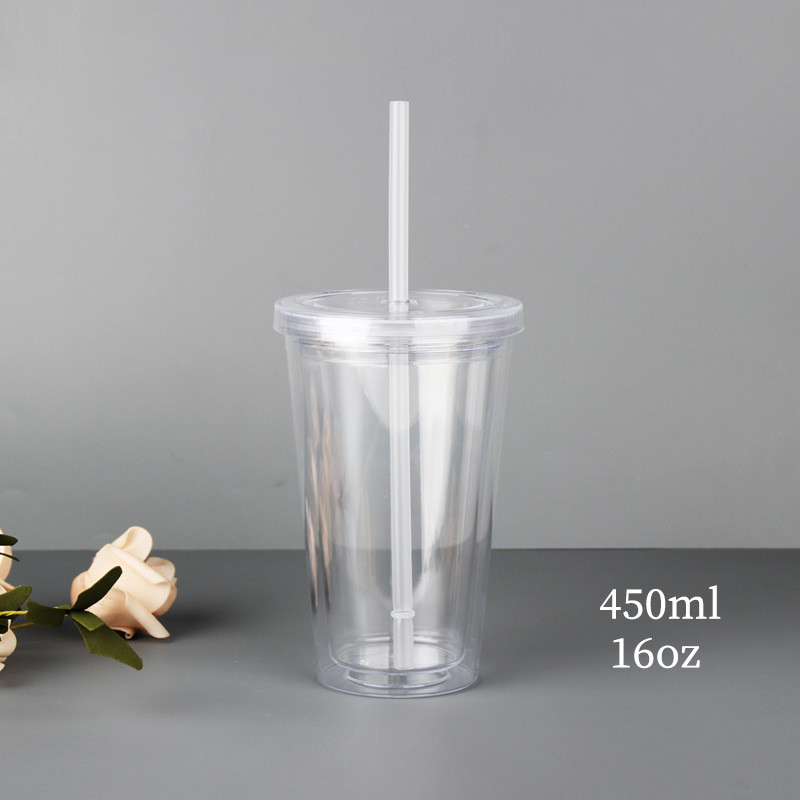 Double Wall Reusable Plastic Acrylic Water Bottle Clear For Parties Birthdays
