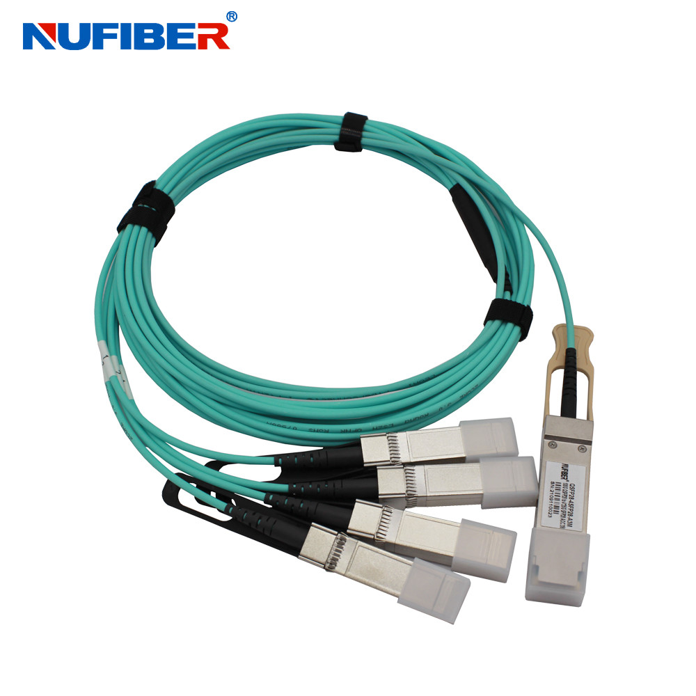 High Quality 100G QSFP28 AOC Cable 10m 33ft Active Optical QSFP28 to 4x SFP28