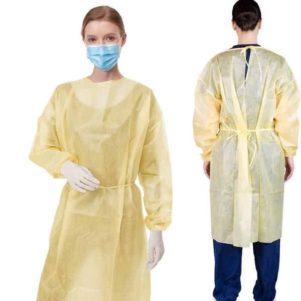 Hospital Doctor AAMI Level 2 Yellow PP SMS Patient Disposable Isolation Gowns