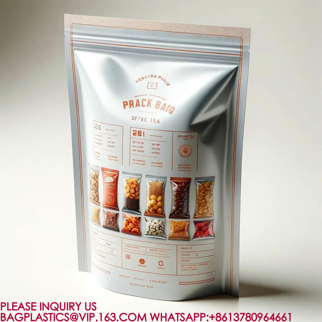 Resealable Stand Up Pouch Packaging Aluminum Foil Bag Candy Biscuit Nut Food Zip Bag