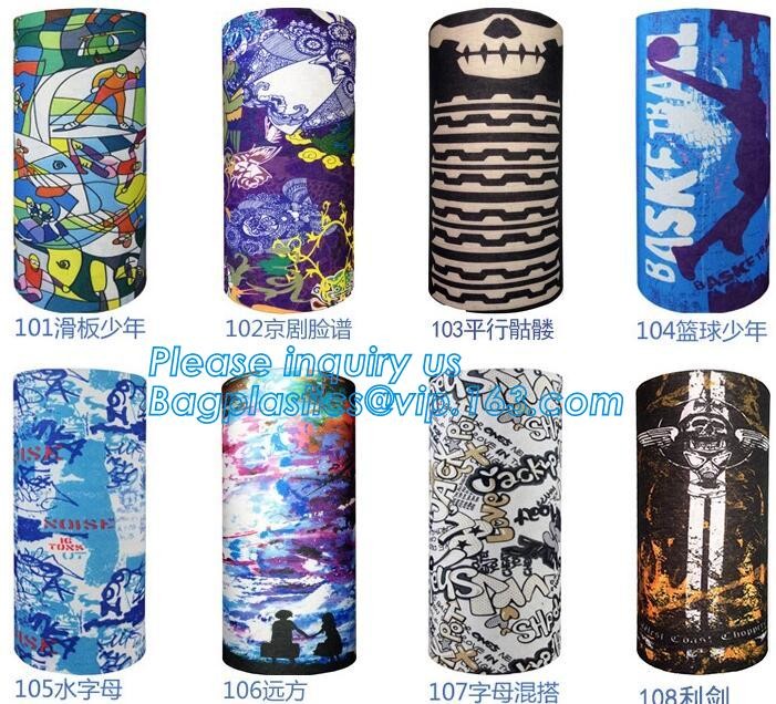 custom made digital sublimation polyester colorfast printed bandana,custom headwear printed seamless neck tube polyester