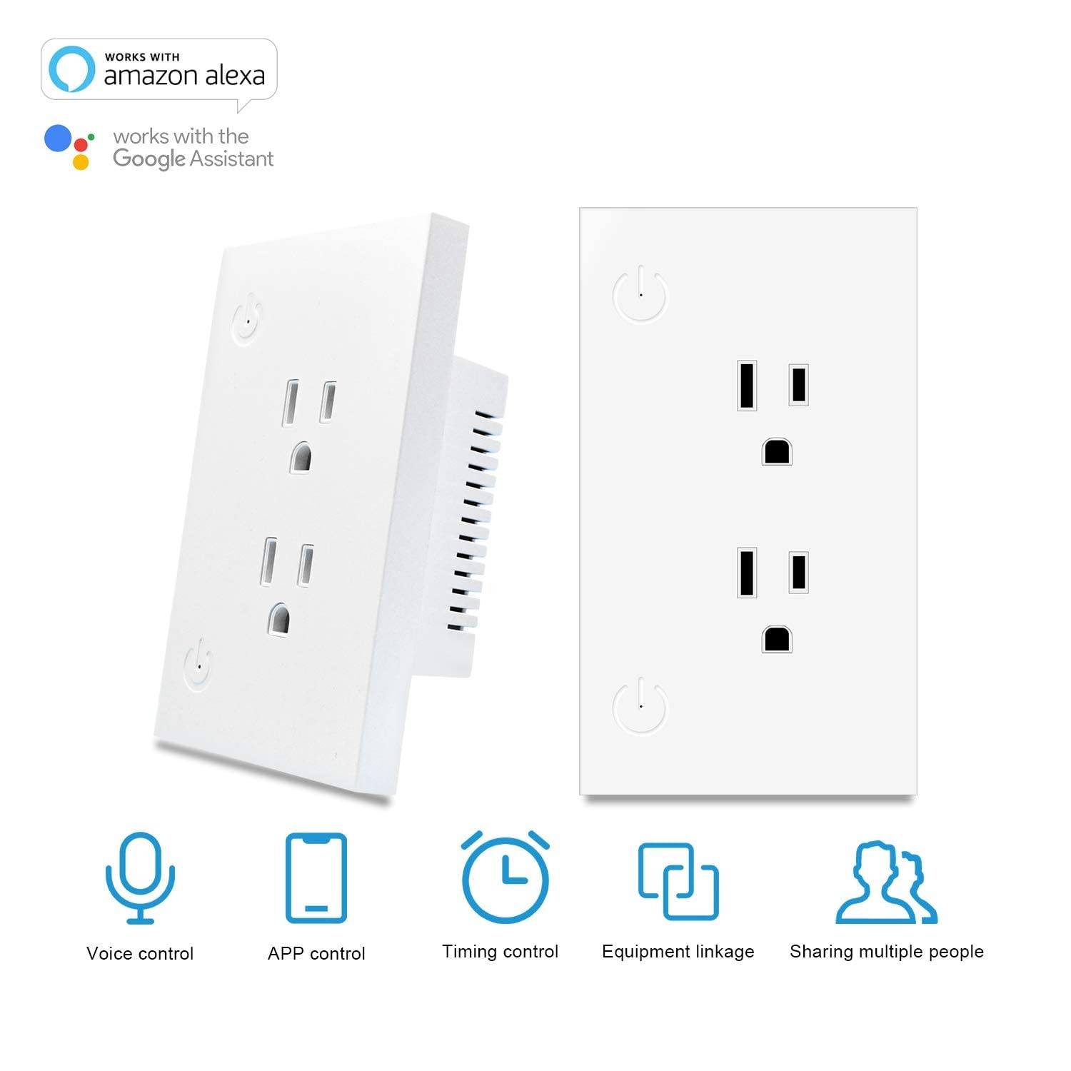 Glomarket Smart Home Wifi Electric Socket Voice Control With Alexa / Google