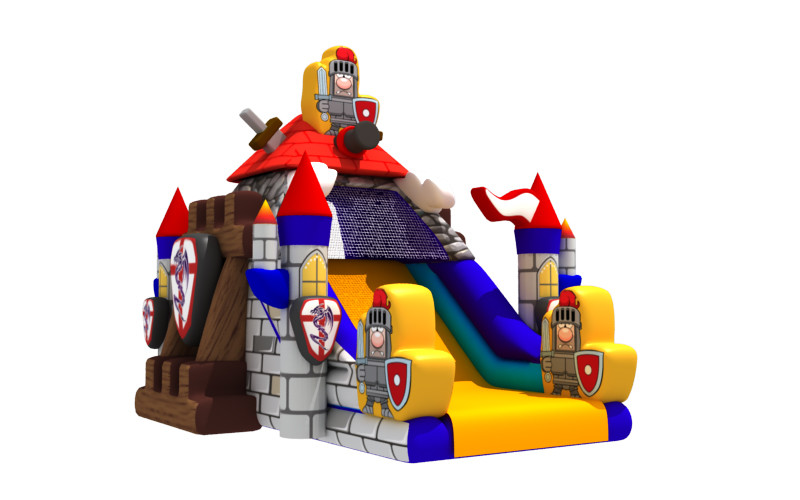 New Big Blow Up Guard Themed Waterproof Commercial Inflatable Water Slides Castle Dry Slide with Rock Climbing Wall