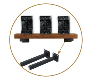 Customized Industrial Floating Shelf Bracket Wall Mounted Metal Shelving Supports in Black