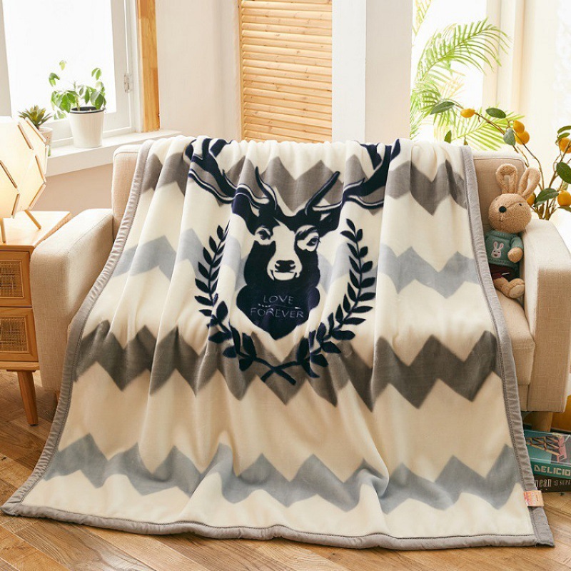 Comfortable Winter Thickened Raschel Blanket Super Soft Double Layer for Home Textile