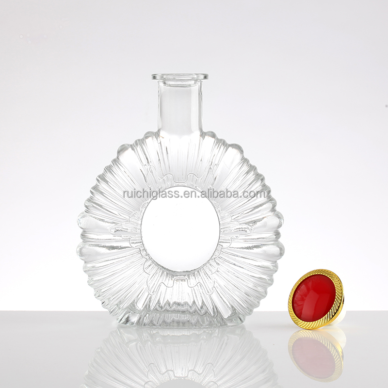 Customized Custom Make Most Popular Style 500ml 750ml brandy glass bottles with cap