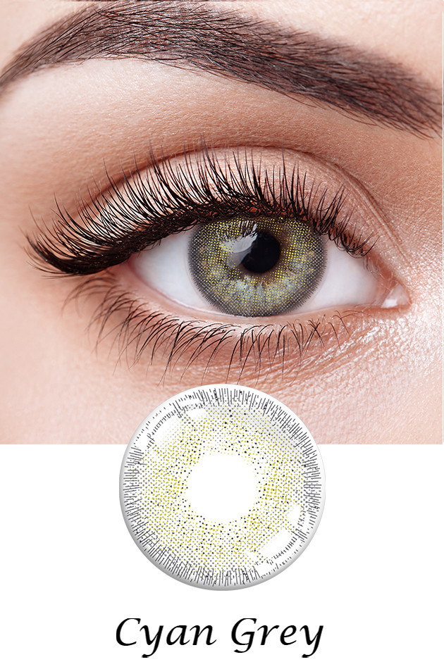Daily Colored 14mm Contact Lens Contacts Cyan Grey Brown
