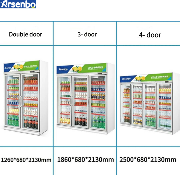 320W Glass Front Commercial Beverage Refrigerator Microcomputer Classic Type