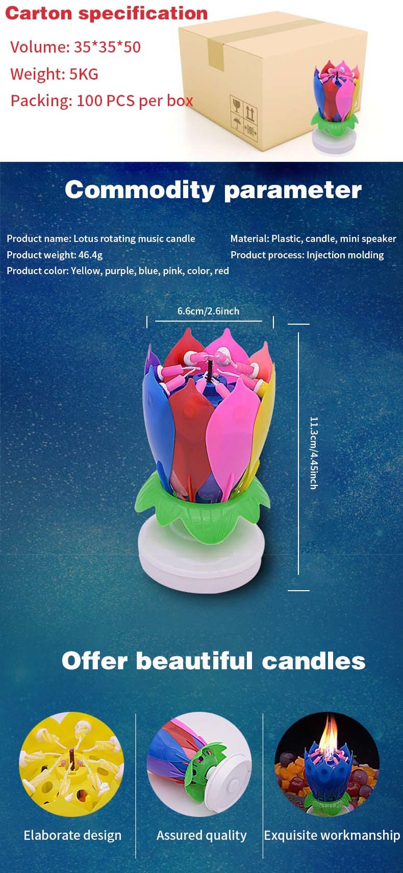 Multicolor Spinning Musical Birthday Candle Flower For Celebration