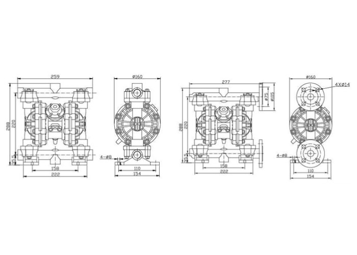 PVDF pneumatic air operated double diaphragm pump for chemical manufacturing