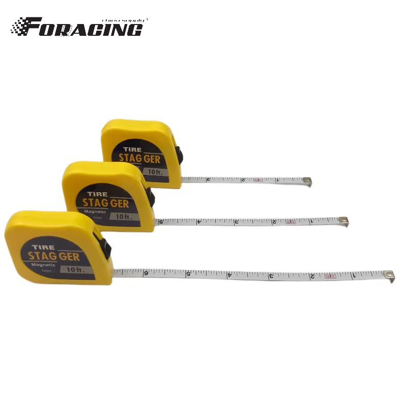 Custom Logo Yellow Magnetic Racing Tire Stagger Tape Measure with 10 Feet Length and 1/4" Blade Width