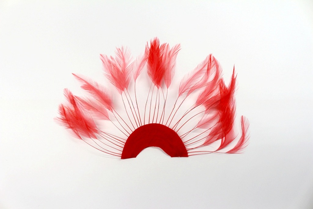 Dyed Stripped Hackle Feather Fan , Chicken Feather Hand Fan 10x15cm
