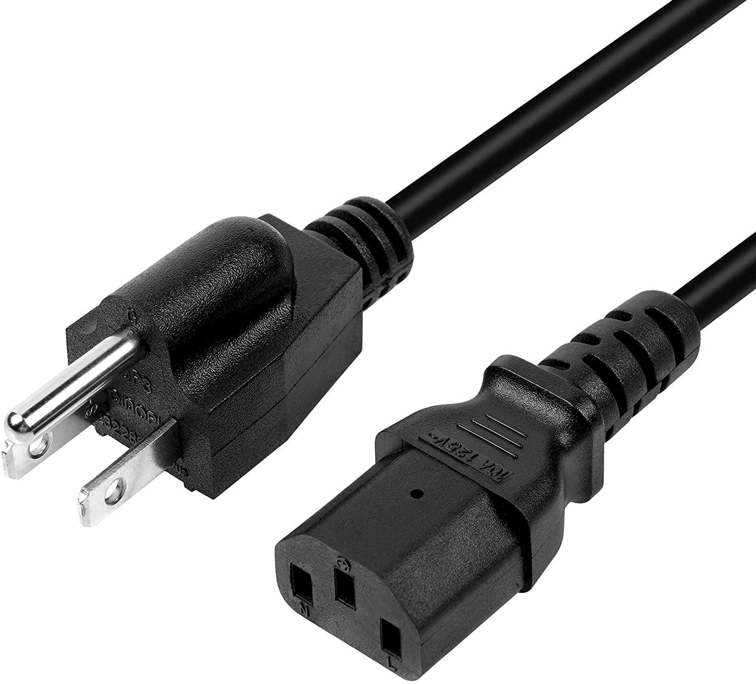 Laptop 3 Prong Appliance Power Cord 10A 125V CE FCC RoHS Certified