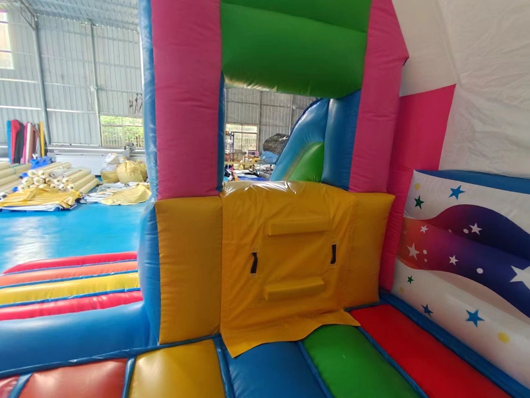 Pvc Tarpaulin Inflatable Combos Funny Colorful Unicorn Blow Up Bounce House With Slide