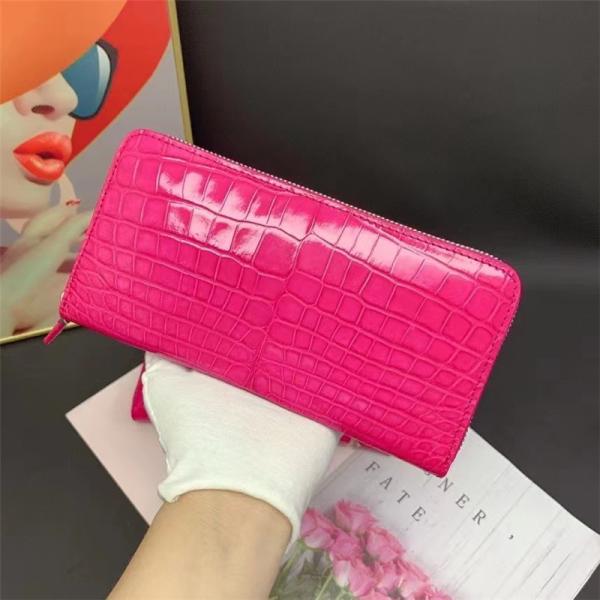 Authentic Genuine Crocodile Skin Women Long Card Pure Lady Colorful Glossy