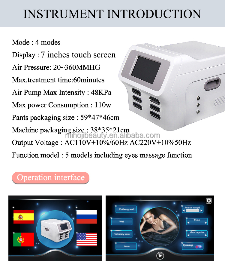 360mmHg Full Body Infrared Pressotherapy Machine 400W Power Consumption