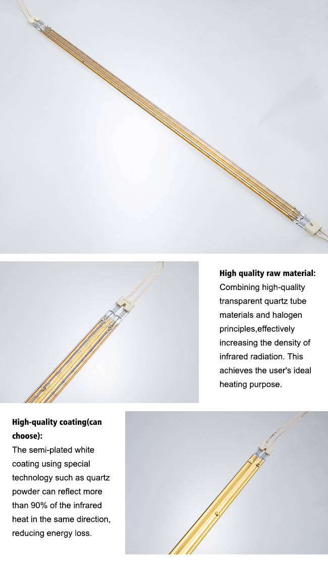 C Type Twin Tube Infrared Lamps , 440V 4000W Quartz Tube Uv Lamp