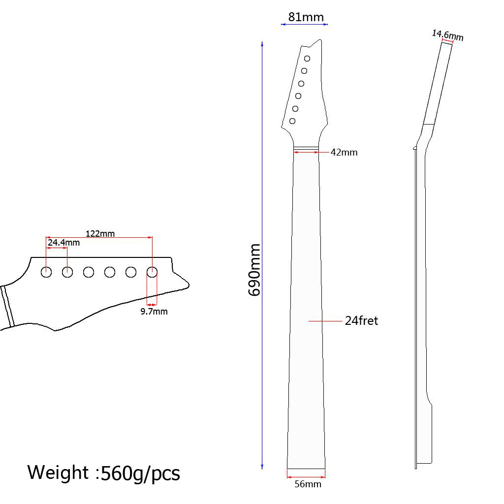 Headstock Adjustment 24 Fret Electric Guitar Neck For IBZ Parts Replacement