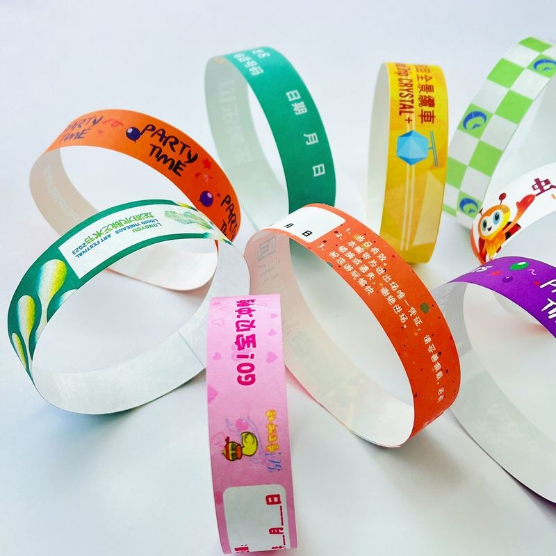Durable Tyvek Paper Event Wristbands with Bar Coding and Full Color Printing