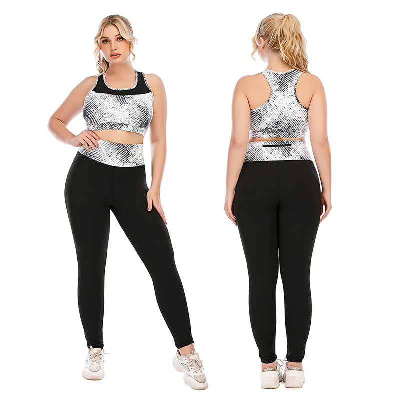 Snakeskin Printing Big Cup Yoga Sets 82% Nylon Gym Sports Bra And Leggings Set