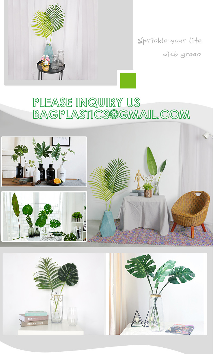 Kinds Artificial Palm Leaves Tropical Fake Leaves, Monstera Leaf Faux Leaves Party Table Decoration Wedding Birthday