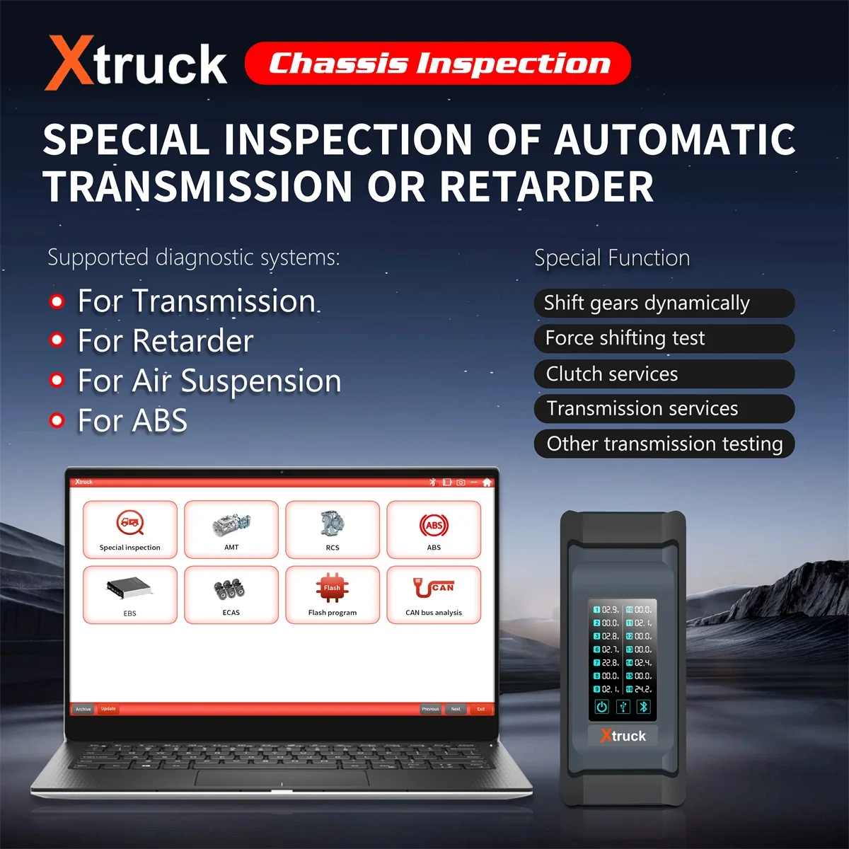 Xtruck FAST SINOTRUCK Voith Faw Trailer truck diagnostic Chassis Inspection tool ZF gearbox transmission Testman +CF53
