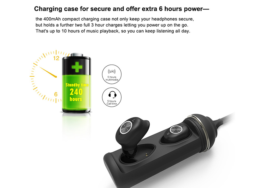 TWS Bluetooth Earphone Buds Automatic Pairing Mini Wireless With 400mah Charging Case