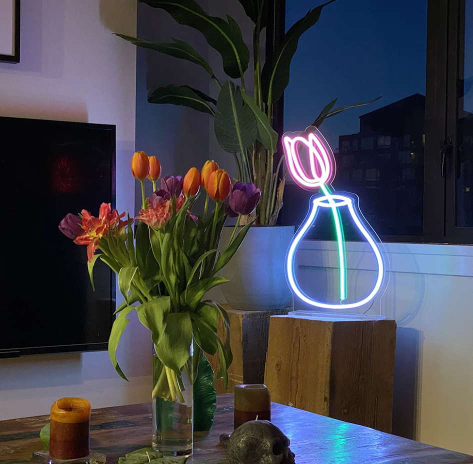 Retro neon outdoor lighting lettering metal double-sided 3D slot lettering