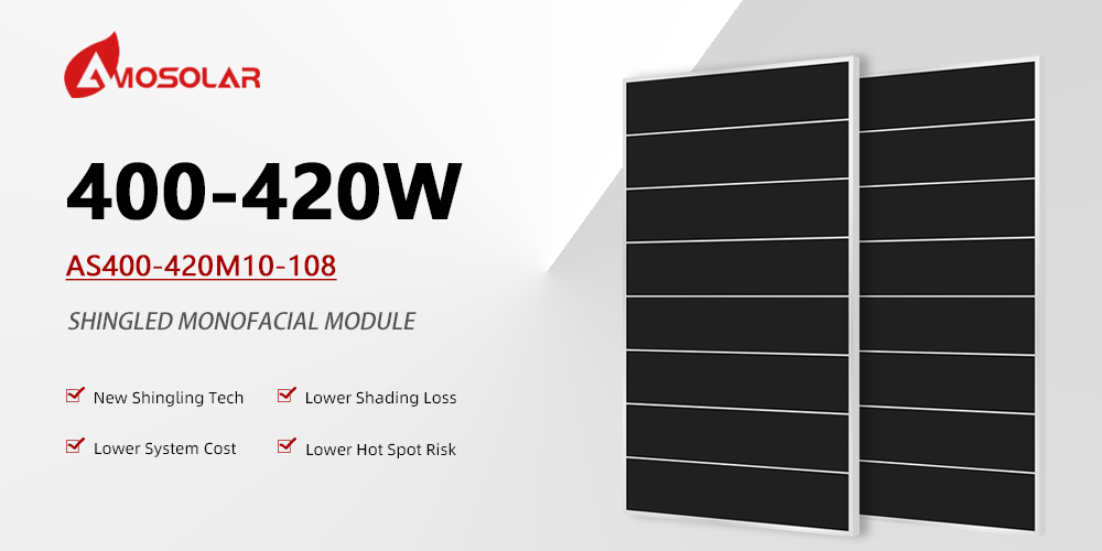 Anodized Aluminium Alloy Frame 410W Shingled Solar Panels Pv Module for Solar Roof Panel