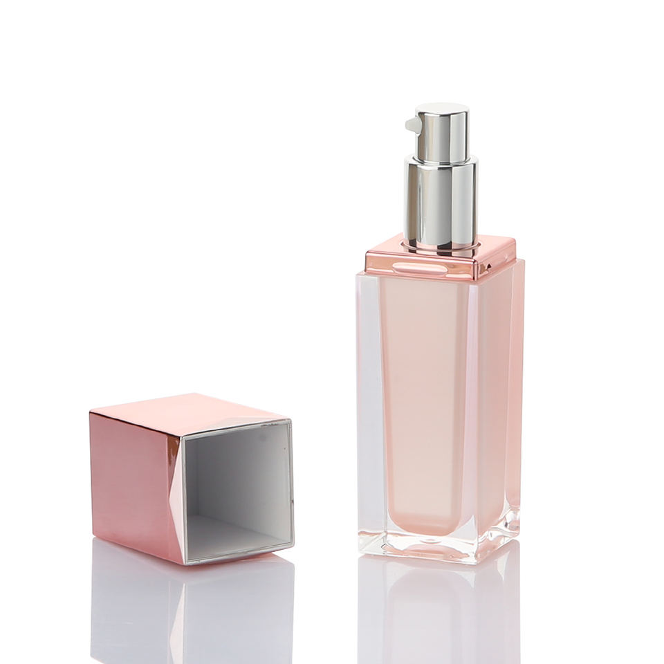 15ml 0.5oz Square PMMA Airless Plastic Lotion Bottles With Aluminum Snap On Cap