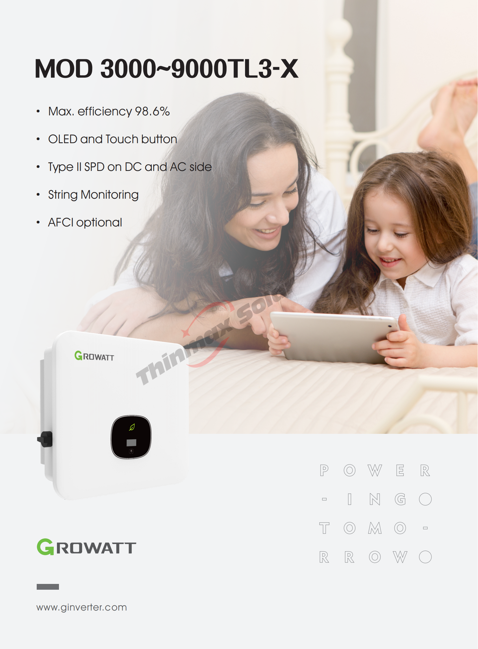 Growatt MOD 6000TL3-X Three Phase 3kw 4kw 5kw 6kw 7kw 8kw 9kw on Grid Solar Power Inverter Factory Price