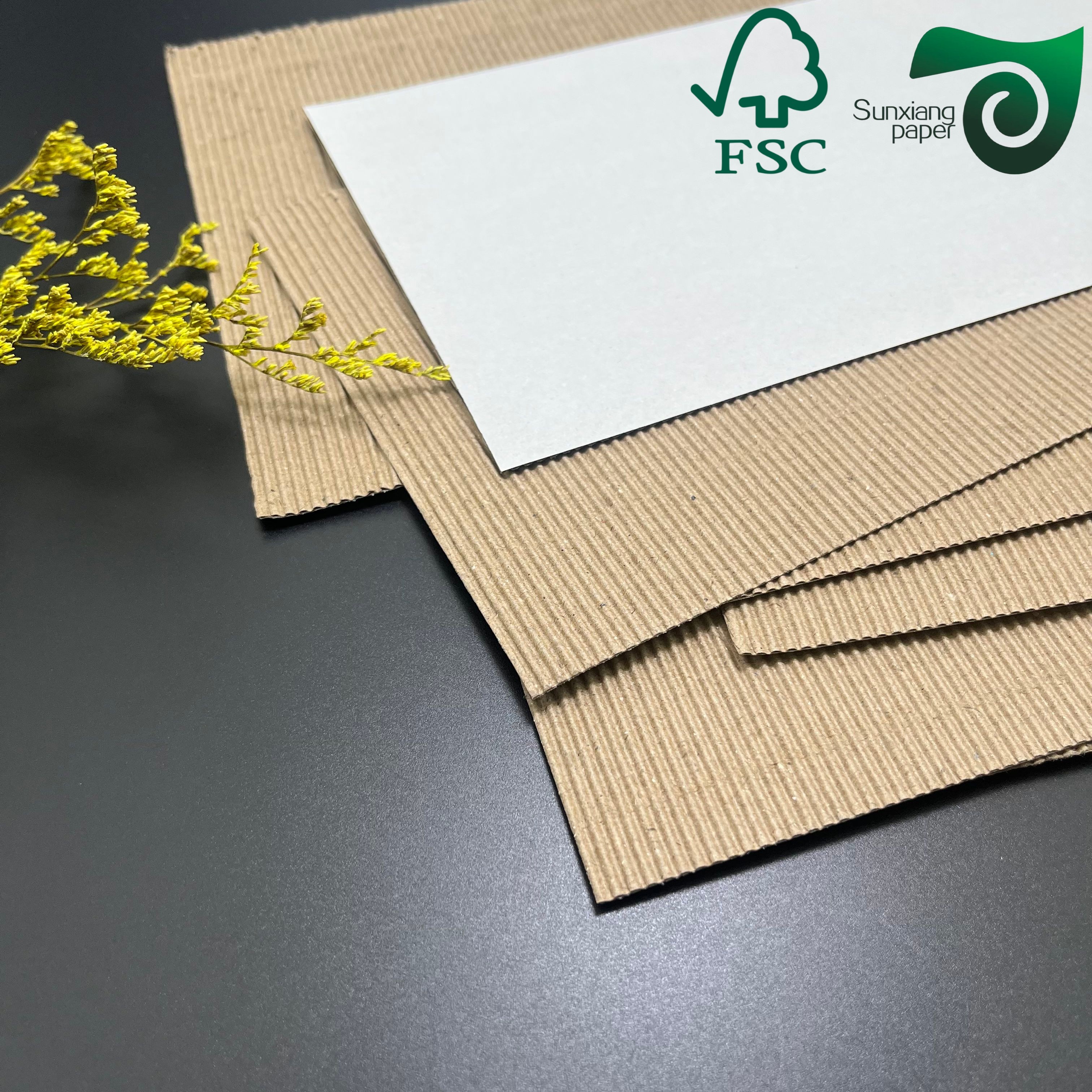 FSC E Flute Single Wall Corrugated Cardboard Sheets For Brown Coffee Cup Covers