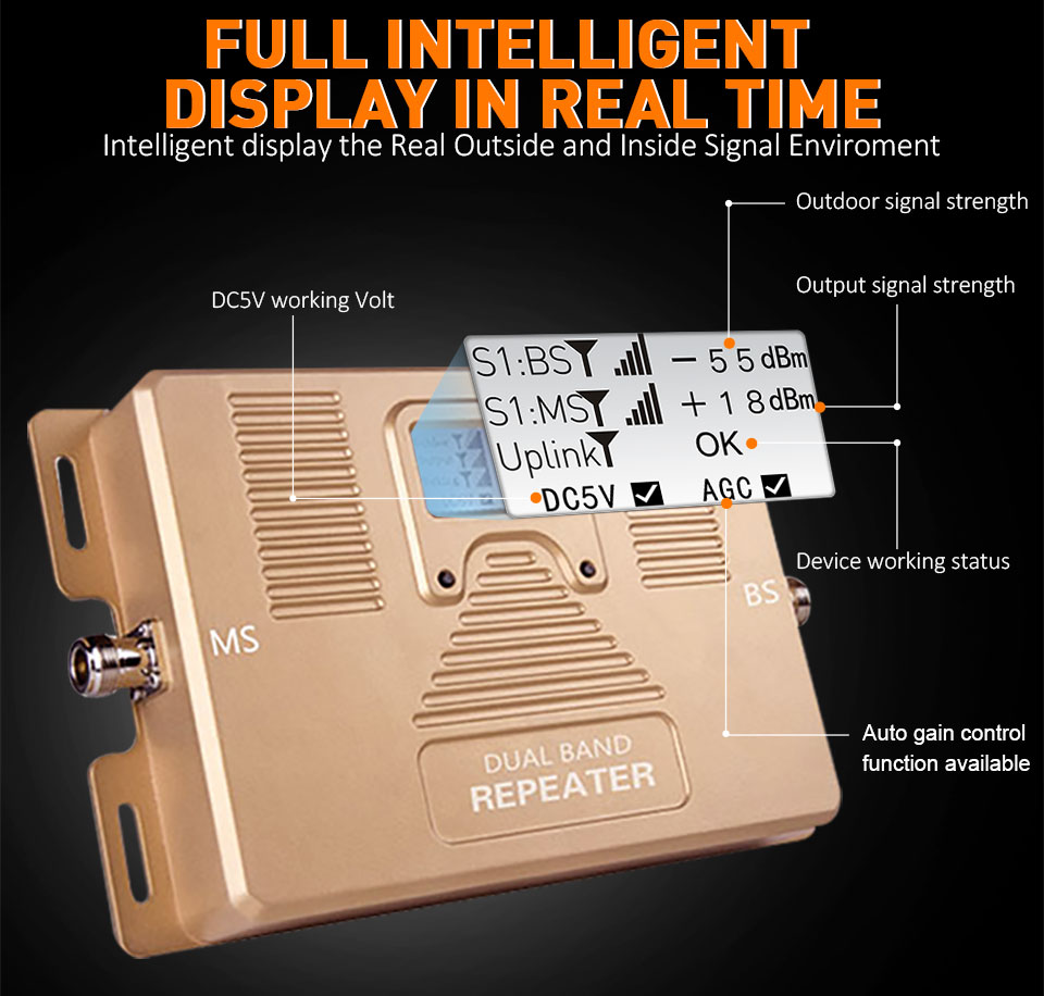 2G 3G 4G 850MHz 2100MHz Dual Band Booster Aluminum Profile Amplifier
