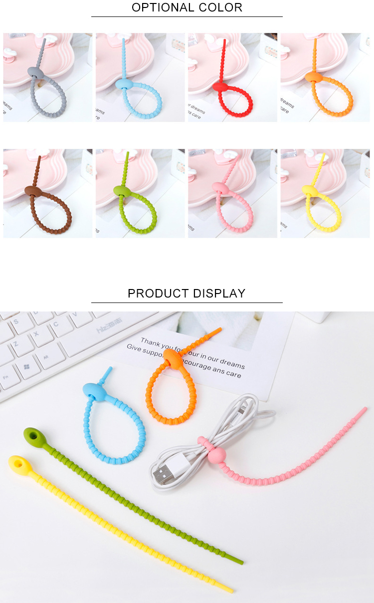 Reusable Silicone Cable Ties , Tidy Wire Cord Lead Organizer