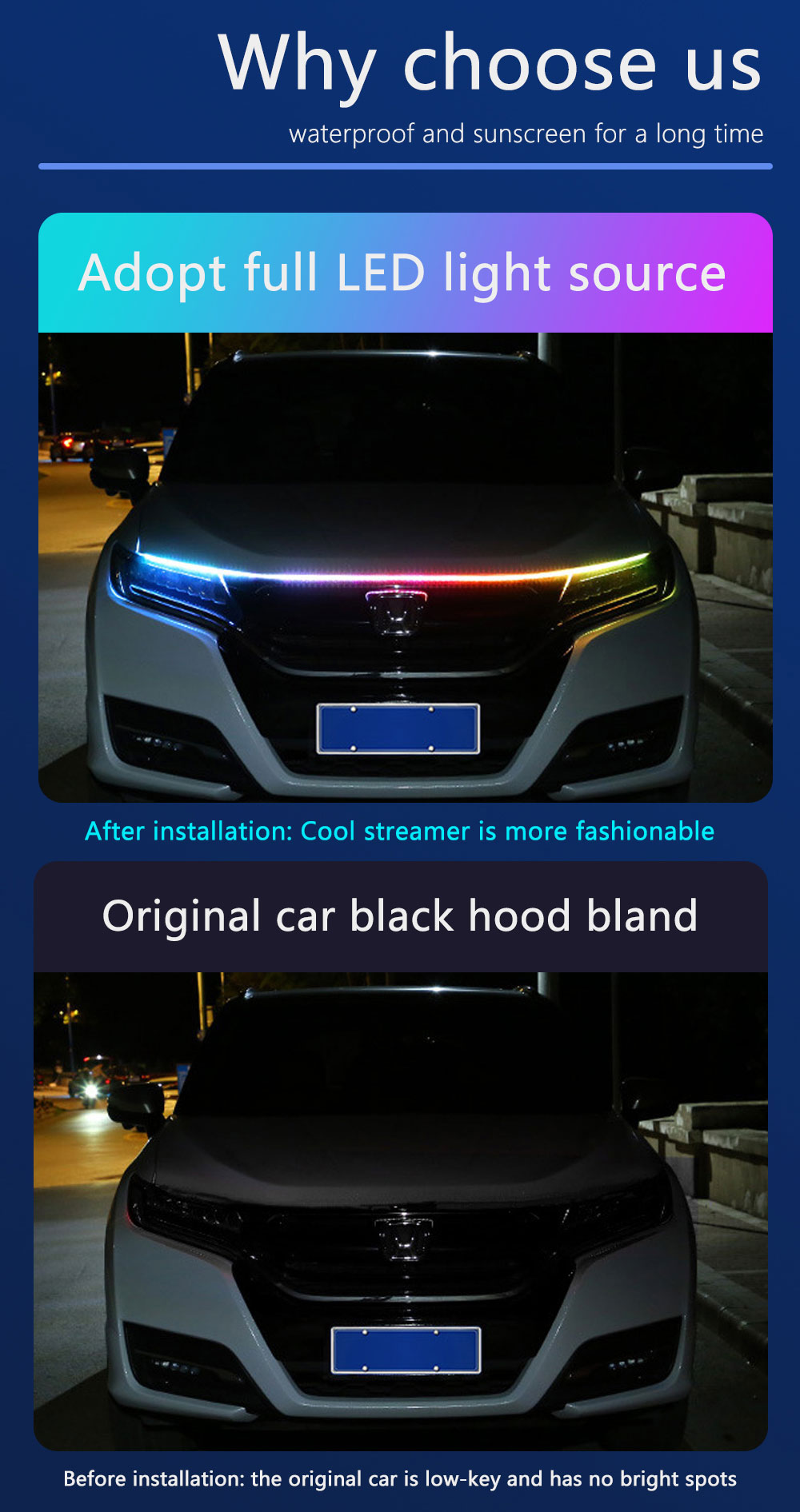 180cm Led Hood Light Strip Vehicle LED Work Lights Car Hood Led Strip