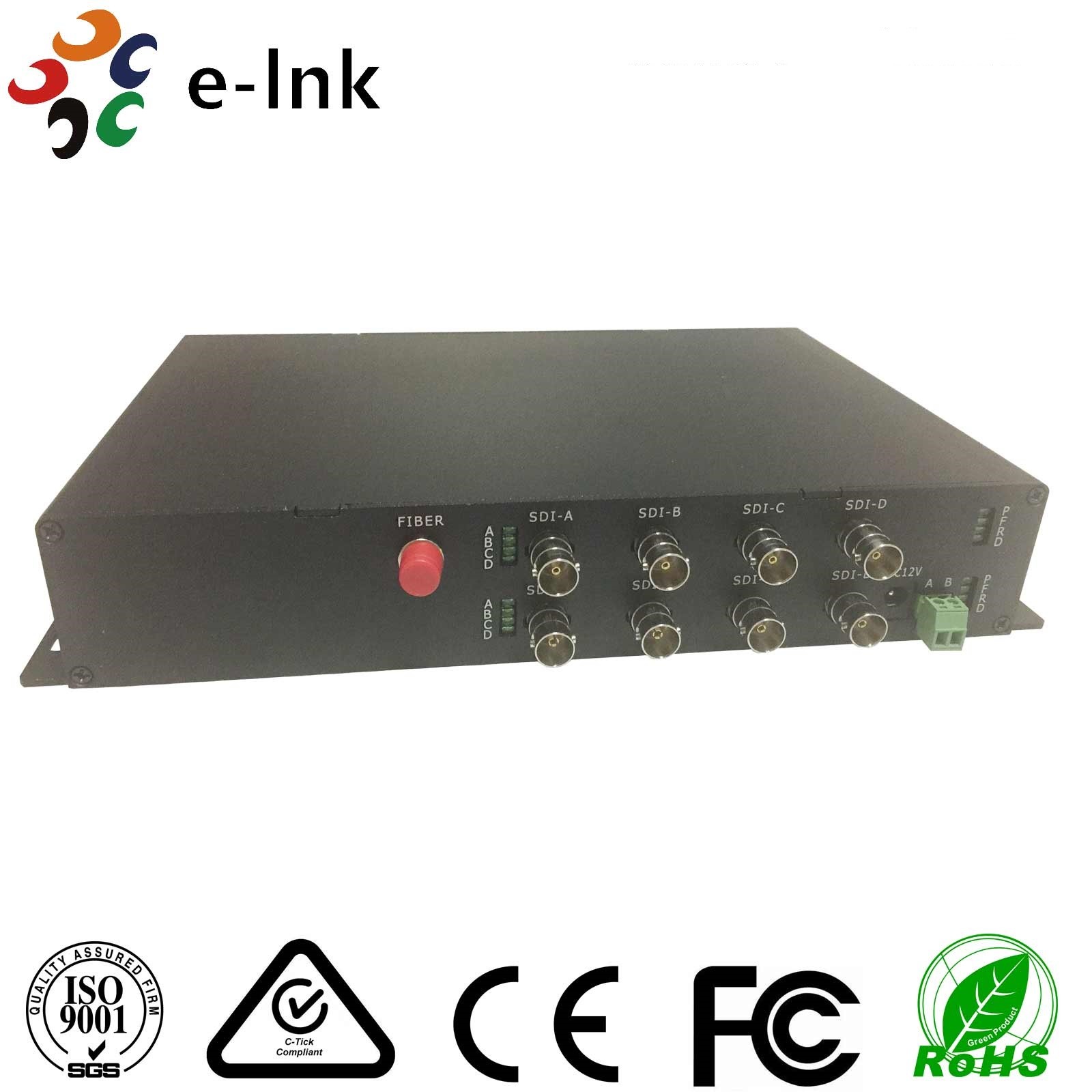 Single Mode SDI To Fiber Optic Converter 1 Channel RS485 Reverse Data 20km 12 Watt