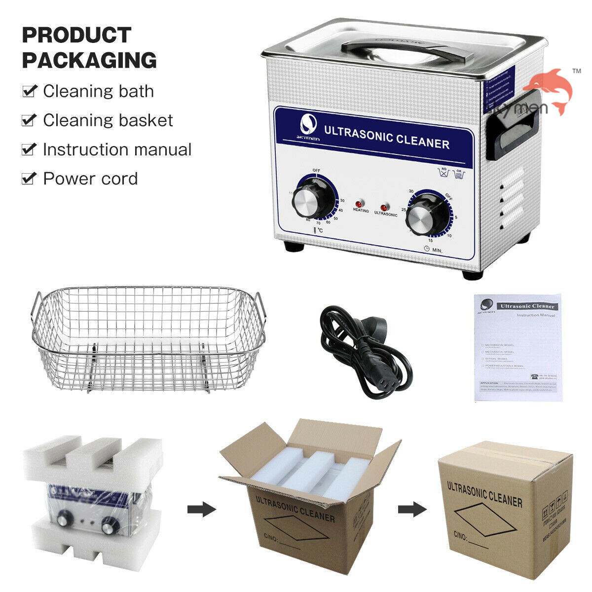 120W Ultrasonic Cleaning Equipments , Ultrasonic Parts Washer 3.2L Mechanical Knob