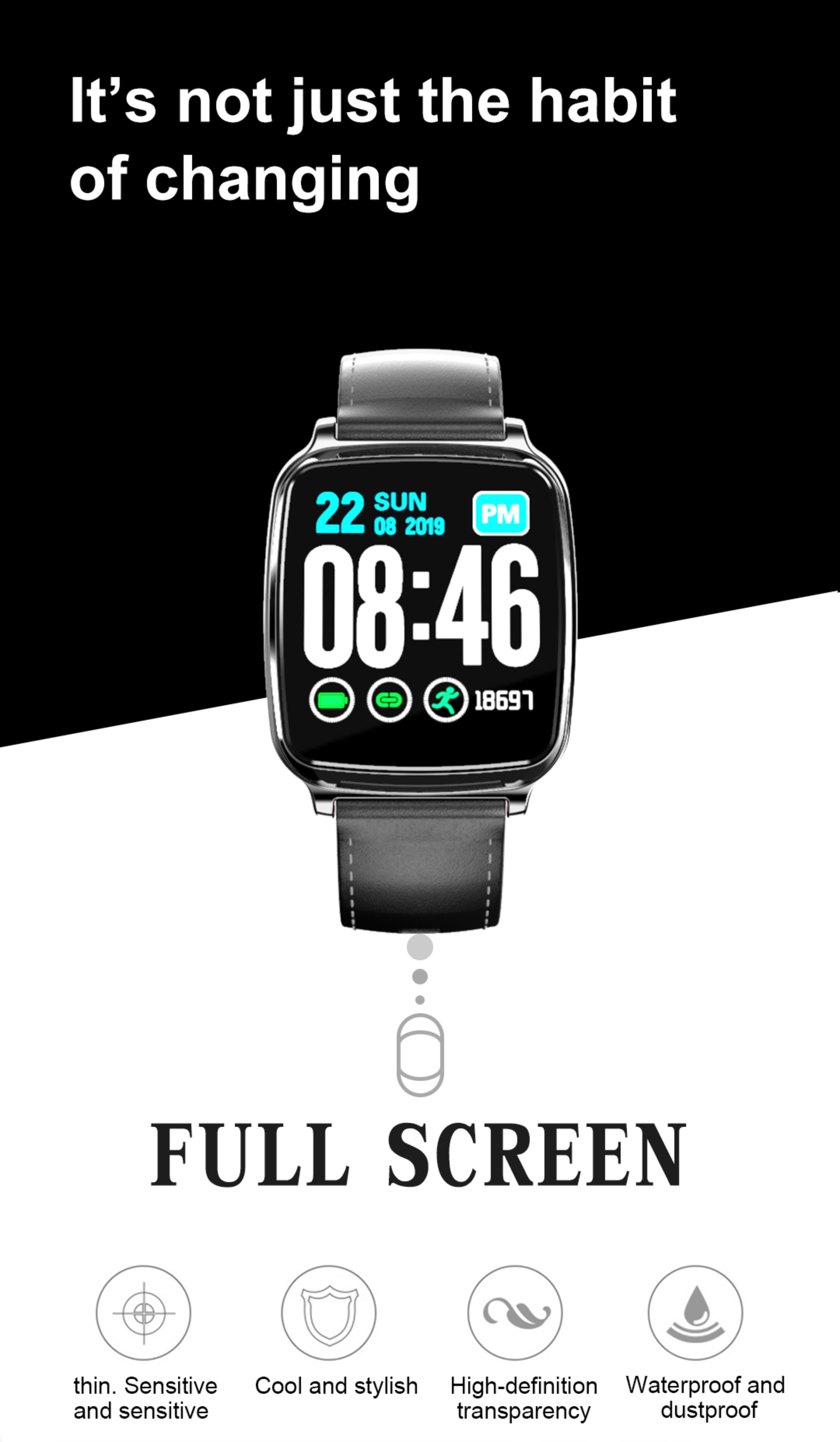 M10smart watch Full Touch Screen Watch BLE Realidad Virtual Smart Heart Rate Wristband 170mAH