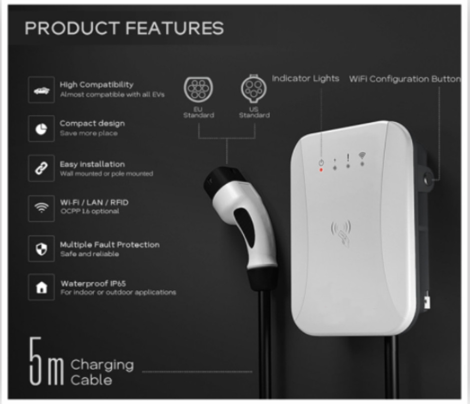 Durable 11kw Car Charger NB 7kw Level 2 Ev Charging Station