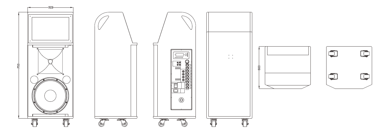 20KHz 95dB 10 Inch Trolley Active Pro Speaker For Tour Guide