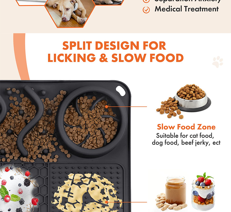 Slow Feeder Dog Lick Mat 304*204*42/430*288*42mm Cats Dogs Small Animals Custom Design