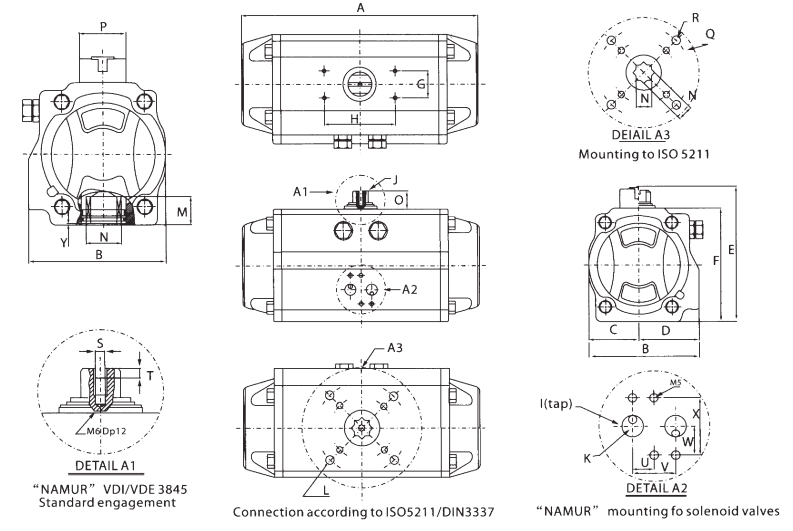 Double Acting Pneumatic Actuator For Ball Valve With Limit Switch