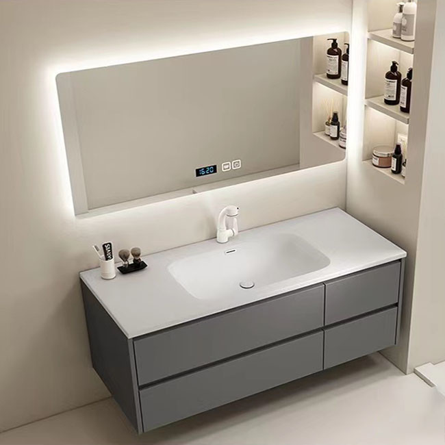 Modern Bathroom Vanity Cabinet Set Stone Slate Basin Customized Size