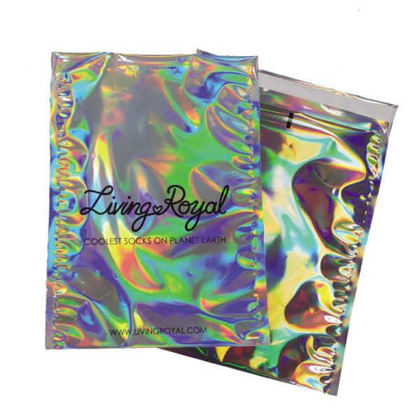 Waterproof Shiny Rainbow Metallic Aluminum Foil Bags Holographic Mailer Jewelry