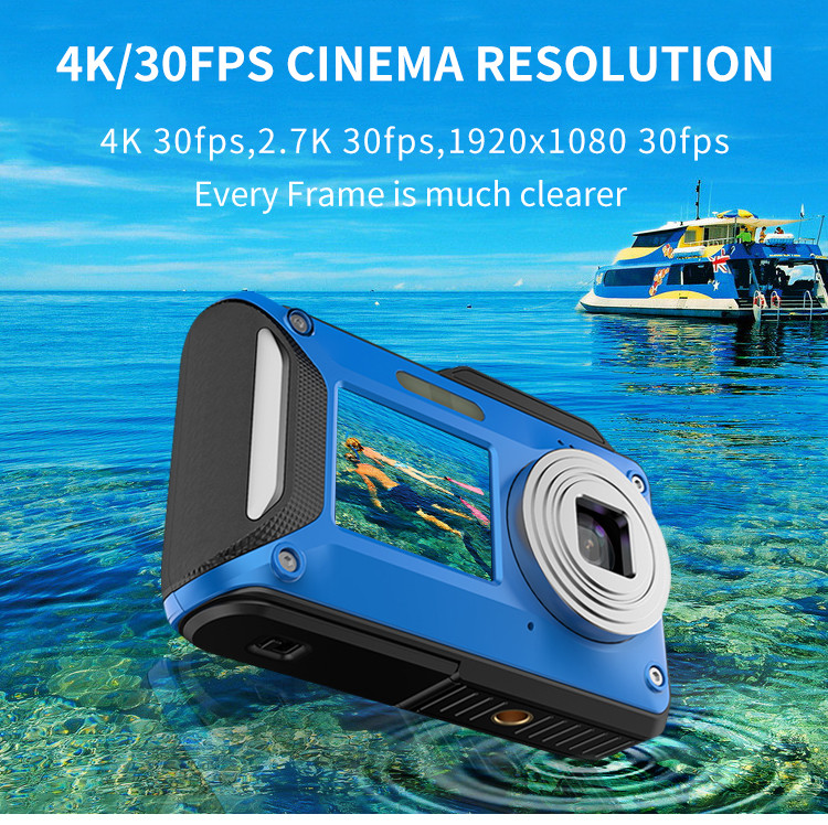 Real 4K Waterproof Video Camcorder USB 2.7" Dual Screen Zoom Function Mini DV